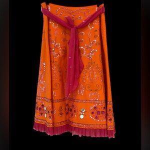Basil & Maude Boho skirt elaborately embellished